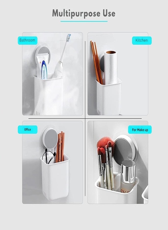Kitchwell 2PCS Plastic Wall Mounted Self Adhesive Toothbrush Holder/Toothbrush Holders for Bathrrom/Toothbrush Holders/Brush Holder, Toothpaste, Shaver, Razor & Make up Brush - Image 3